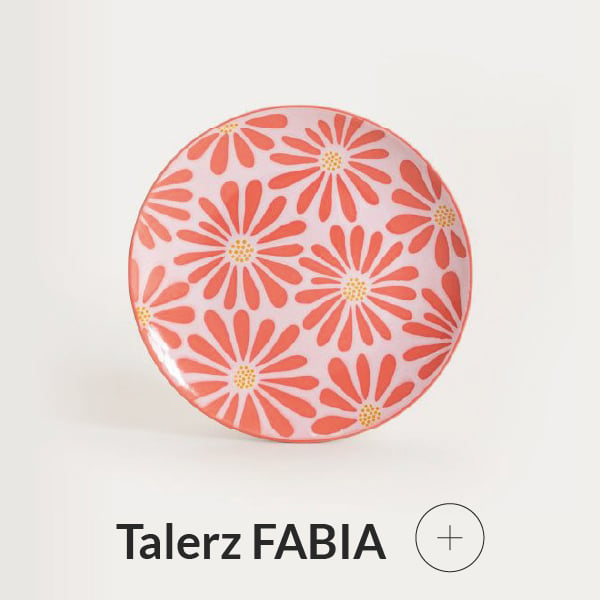 Talerz różowy w kwiaty