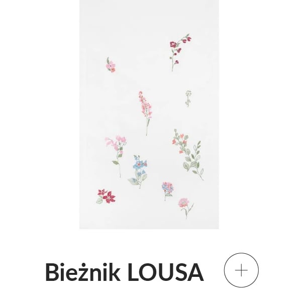 Bieżnik biały w kwiaty