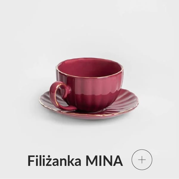 Filiżanka ze spodkiem bordowa