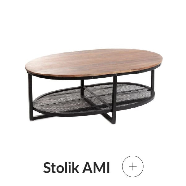Stolik drewniany z metalową półką